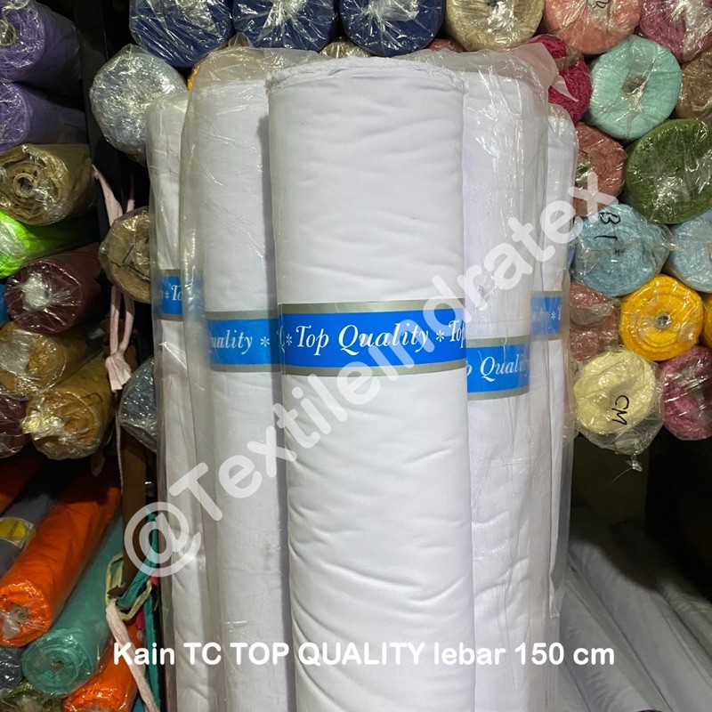 ( per setengah meter ) Kain katun jepang putih TC TOP QUALITY meteran lebar 150 cm bahan baju kemeja hem putih seragam sekolah kerudung jilbab bergo mori kafan goodie bag pouch spanduk lukis pecel lele sarung lapisan luar bantal layar taplak meja dekorasi