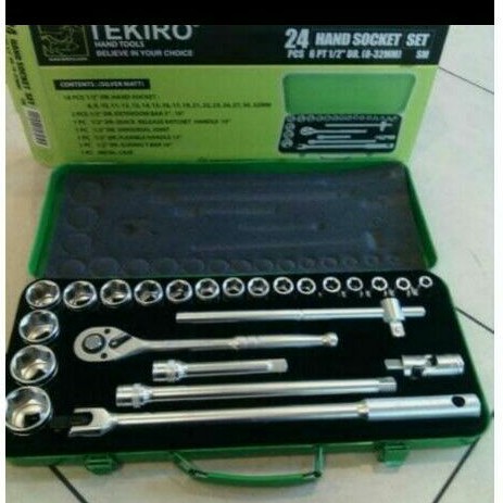 tekiro SE0598 box metal kunci sock set 1/2 inch 24 pcs socket set 1/2&quot;