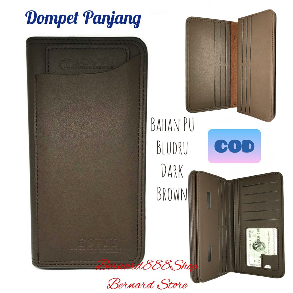 Dompet Pria Dompet Laki2 Dompet Panjang Model Kartu Cabut Bahan PU Leather Brudu