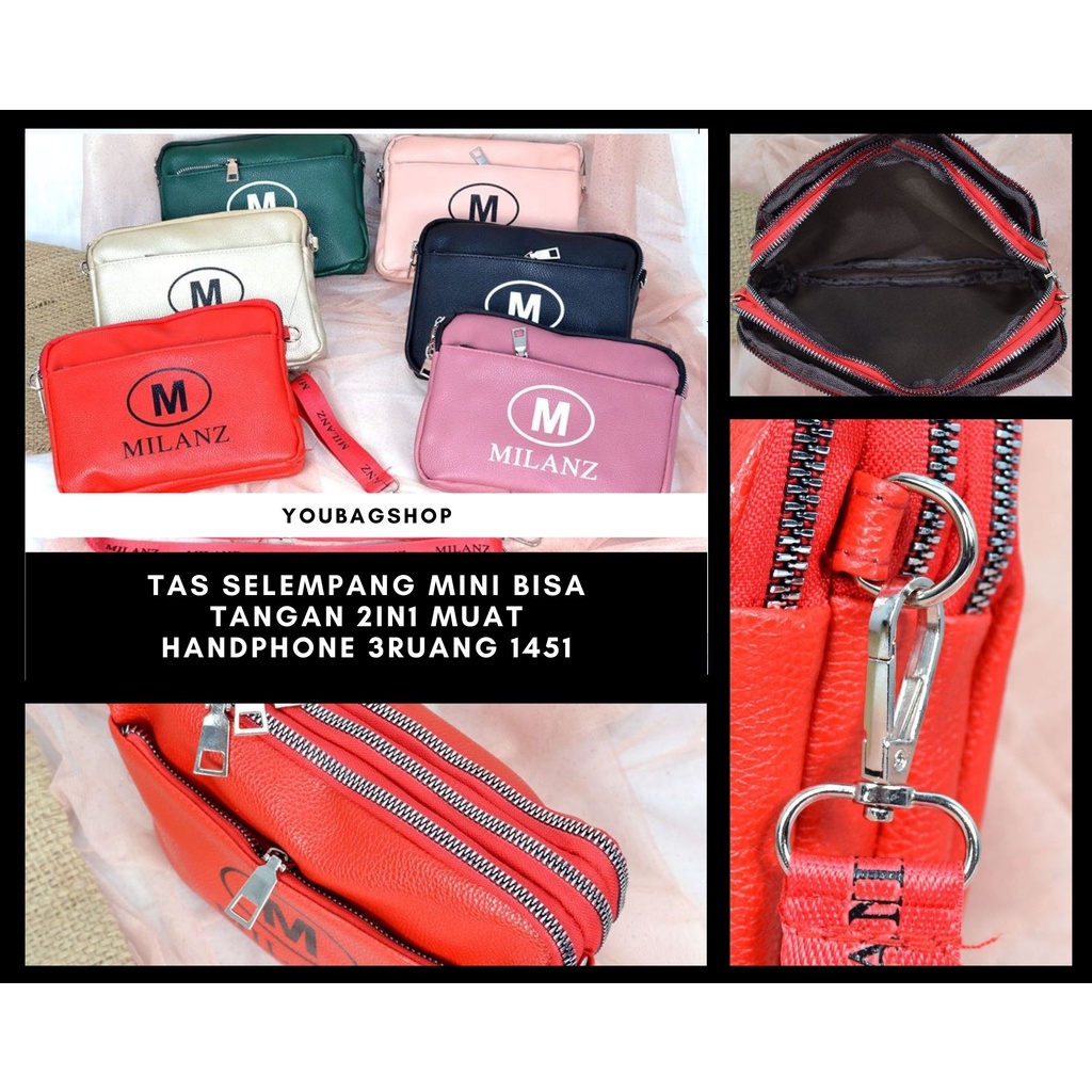 Tas selempang mini bisa tangan 2in1 muat handphone 3ruang 1451