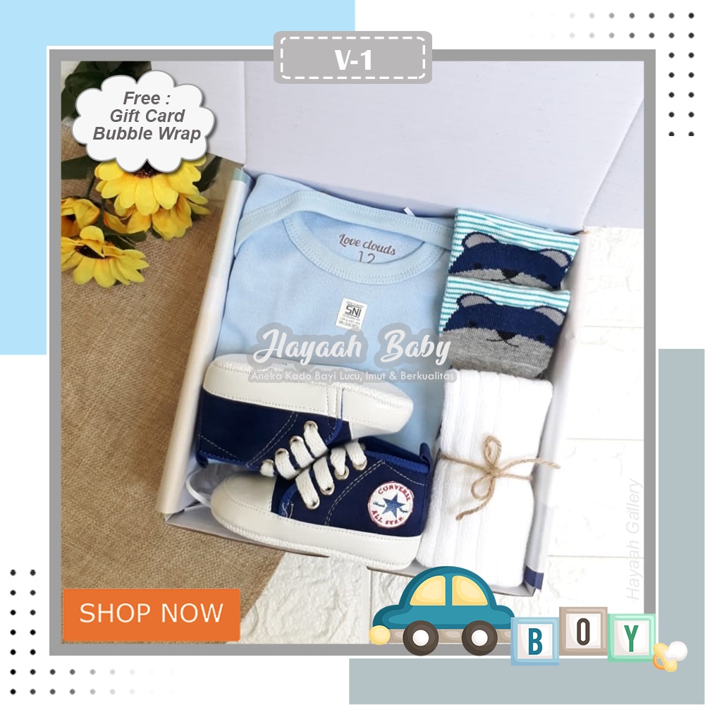 BABY HAMPERS NEWBORN Kado Bayi Cowok Parcel Bayi Laki laki Baby Gift Kekinian-V1 BLUE