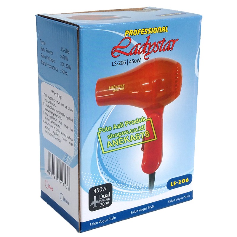 LADYSTAR LS-206 HAIRDRYER MINI LIPAT 450W HAIR DRYER