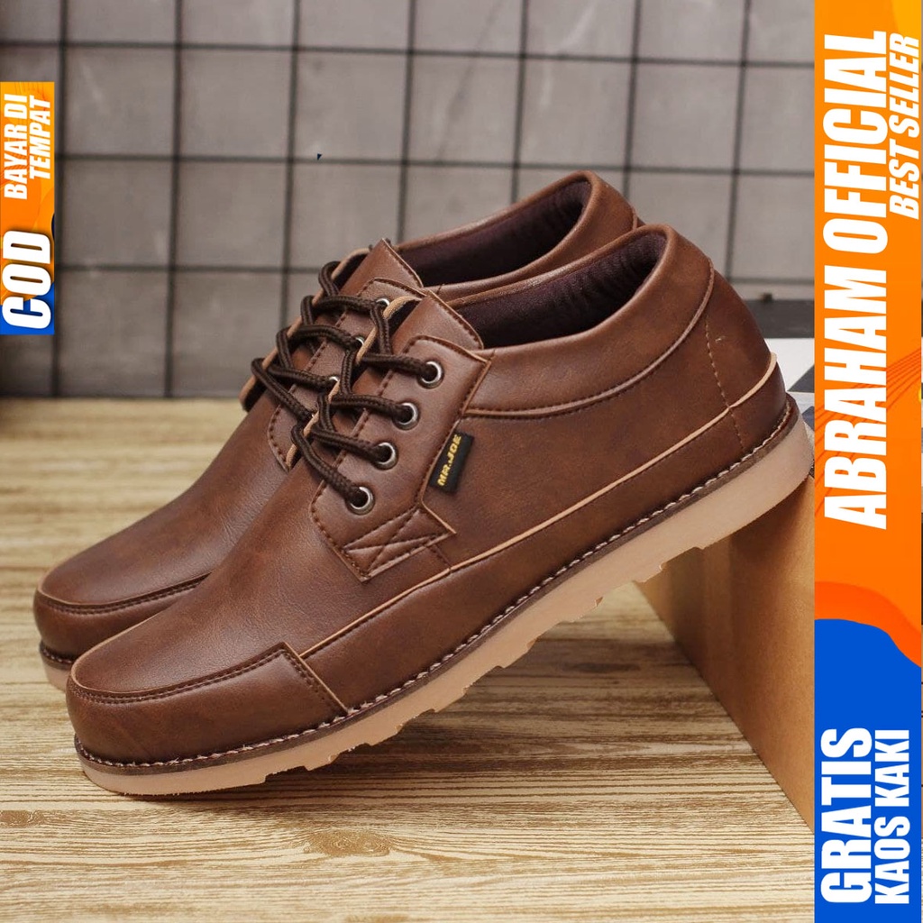 ABRAHAM TARANT Sepatu Formal Casual Pantofel Kerja Pria Hitam-Coklat