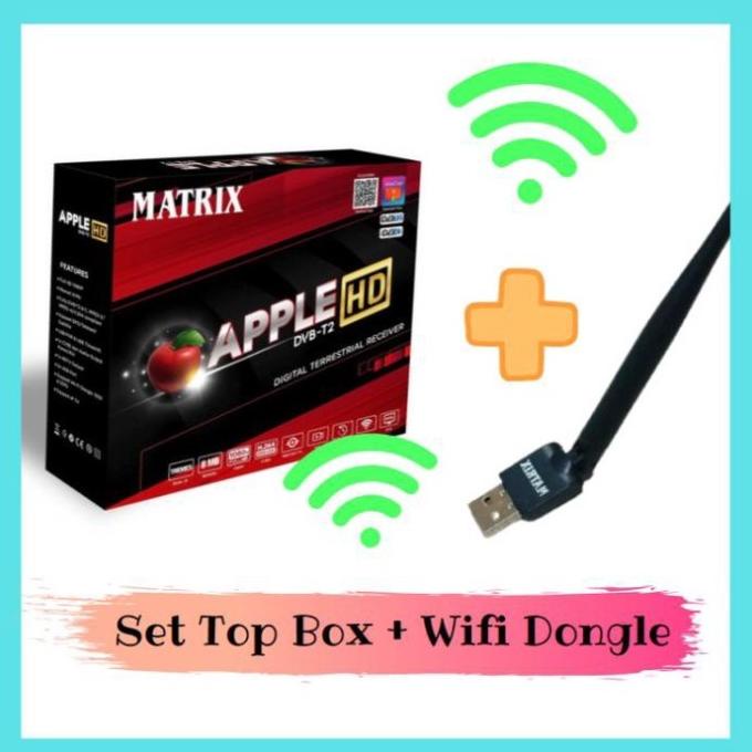 Paket Set Top Box Dvbt2 Matrix Apple Hd New Merah (Youtube) + Wifi 5Zqo_96Lgq