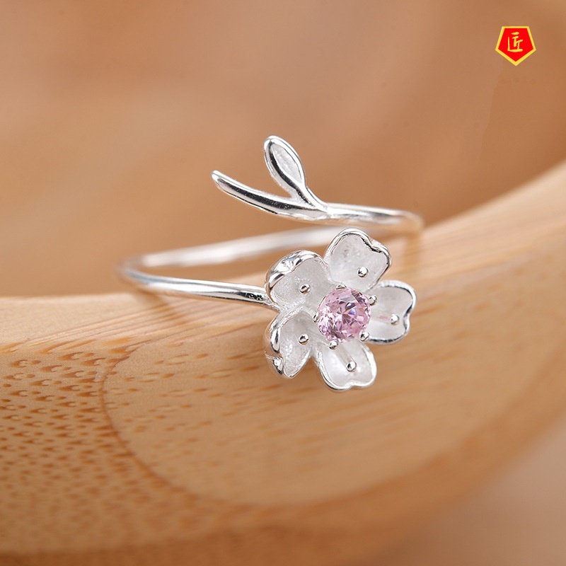 [Ready Stock]Elegant Graceful Sakura Ring Female Minimalist Creative