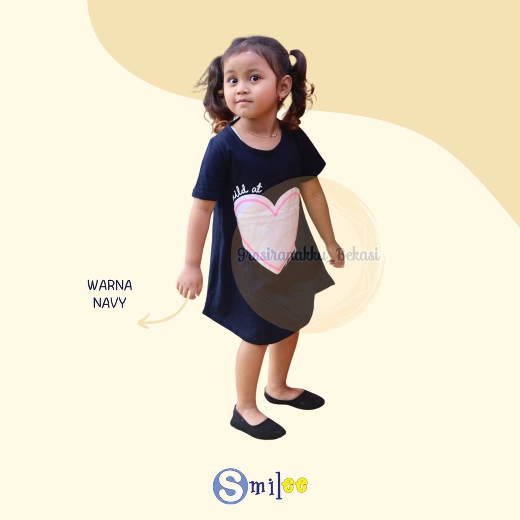 Daster Anak Smile Sablon Vol 2 Motif Navy Love size 1-5Thn