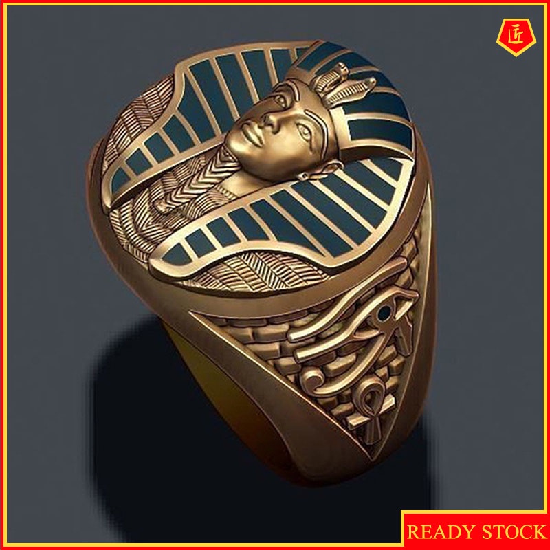 [Ready Stock]Creative Personality Pharaoh Portrait Gold Ring