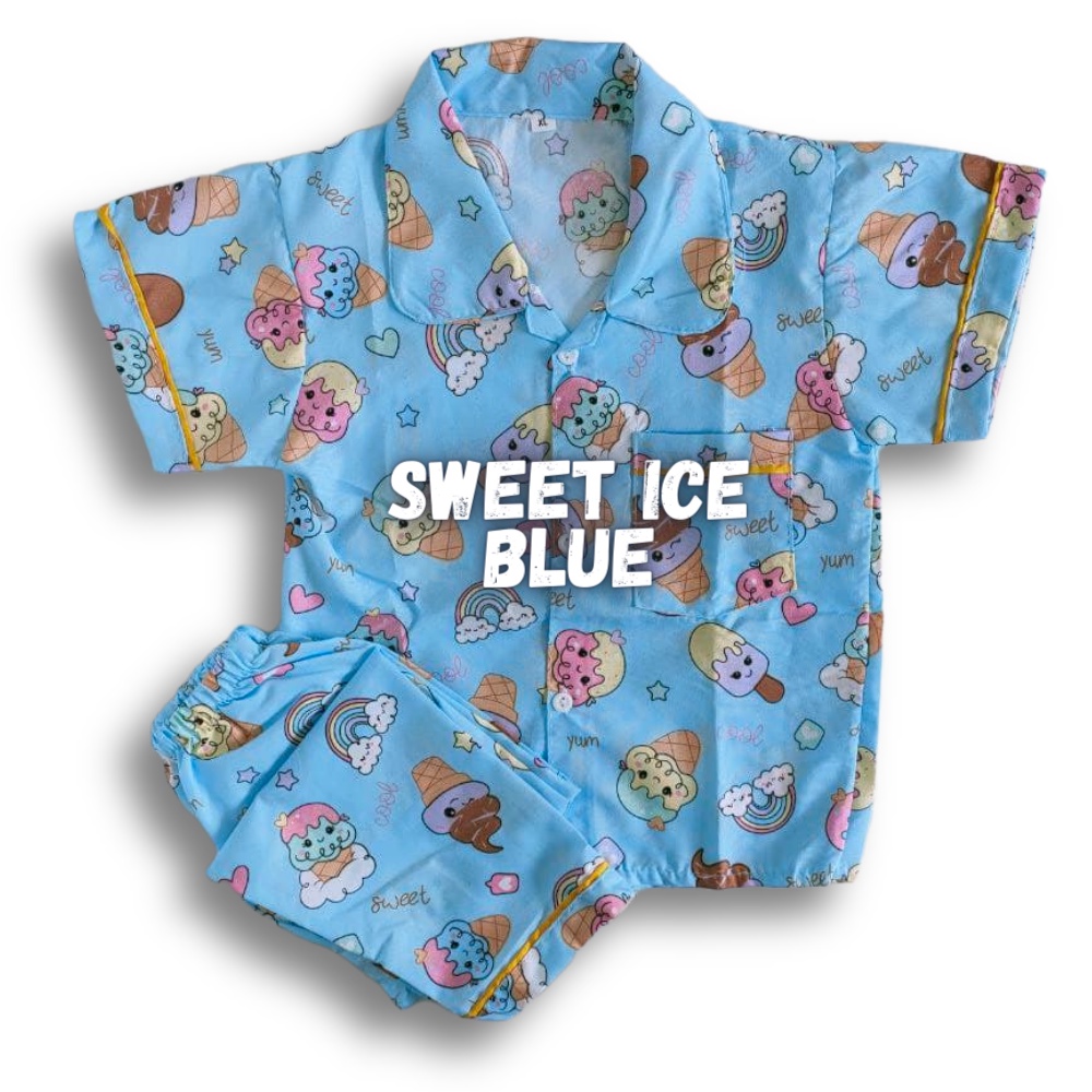 Piyama Anak Laki laki Perempuan 10 Tahun Baju tidur anak usia 12 tahun Bebas Pilih Motif size 12-SWEET ICE PINK