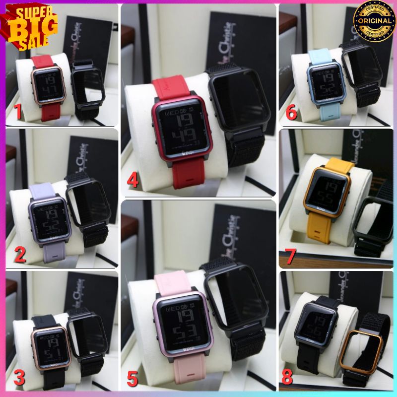 🪙 ✓BARU ORIGINAL GARANSI RESMI JAM TANGAN WANITA ALEXANDRE CHRISTIE DIGITAL RUBBER STRAP ARLOJI WATC