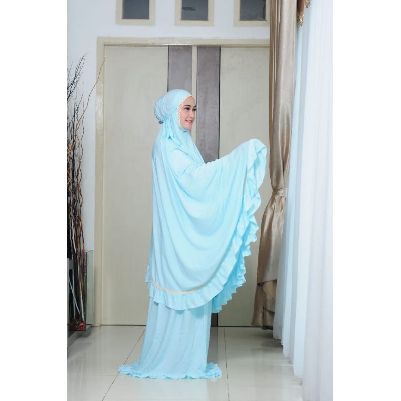 Mukena Premium Balqis II - Soft Blue by Secret Mecca