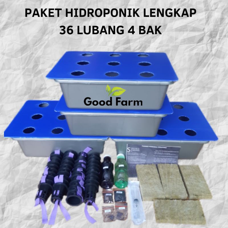 PAKET HIDROPONIK 36 LUBANG 4 BAK | SET HIDROPONIK | HIDROPONIK PEMULA | KIT HIDROPONIK | HIDROPONIK