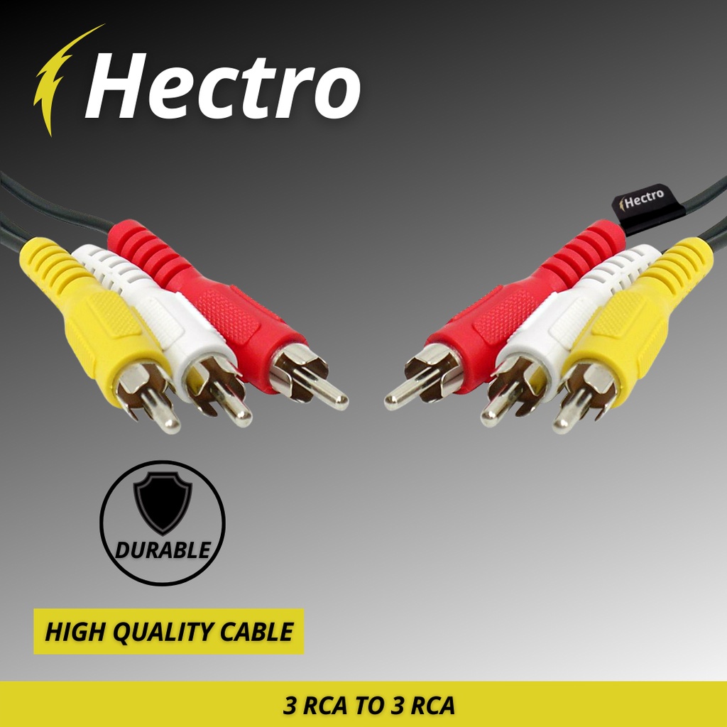 HECTRO KABEL 3 RCA TO 3 RCA / KABEL RCA / RCA AV VIDEO / RCA DVD TV