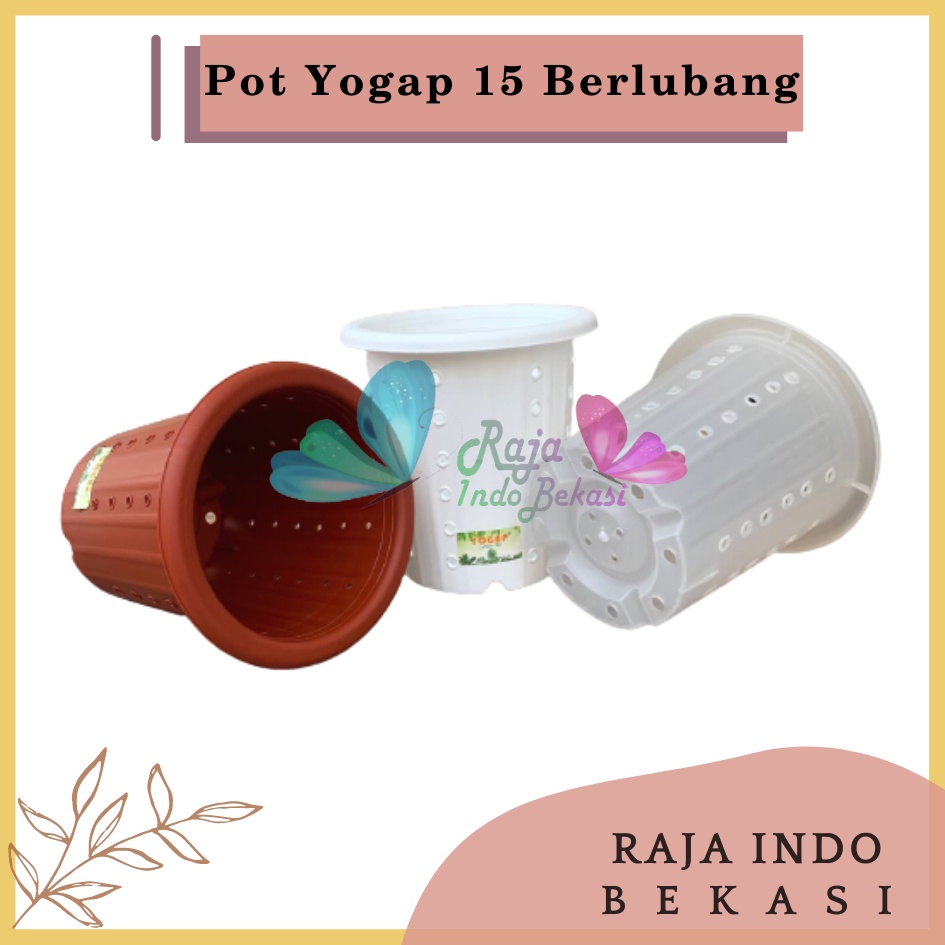 Rajaindobekasi Pot Yogap 15 Putih Bening Transparan Merah Bata Merah Coklat Terracota Terracotta Berlubang