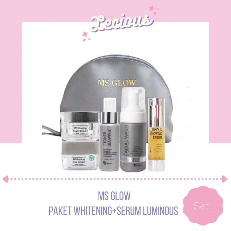 PAKET WAJAH WHITENING MS GLOW + SERUM LUMINOUS GLOWING PUTIH LICIN SKINCARE WANITA