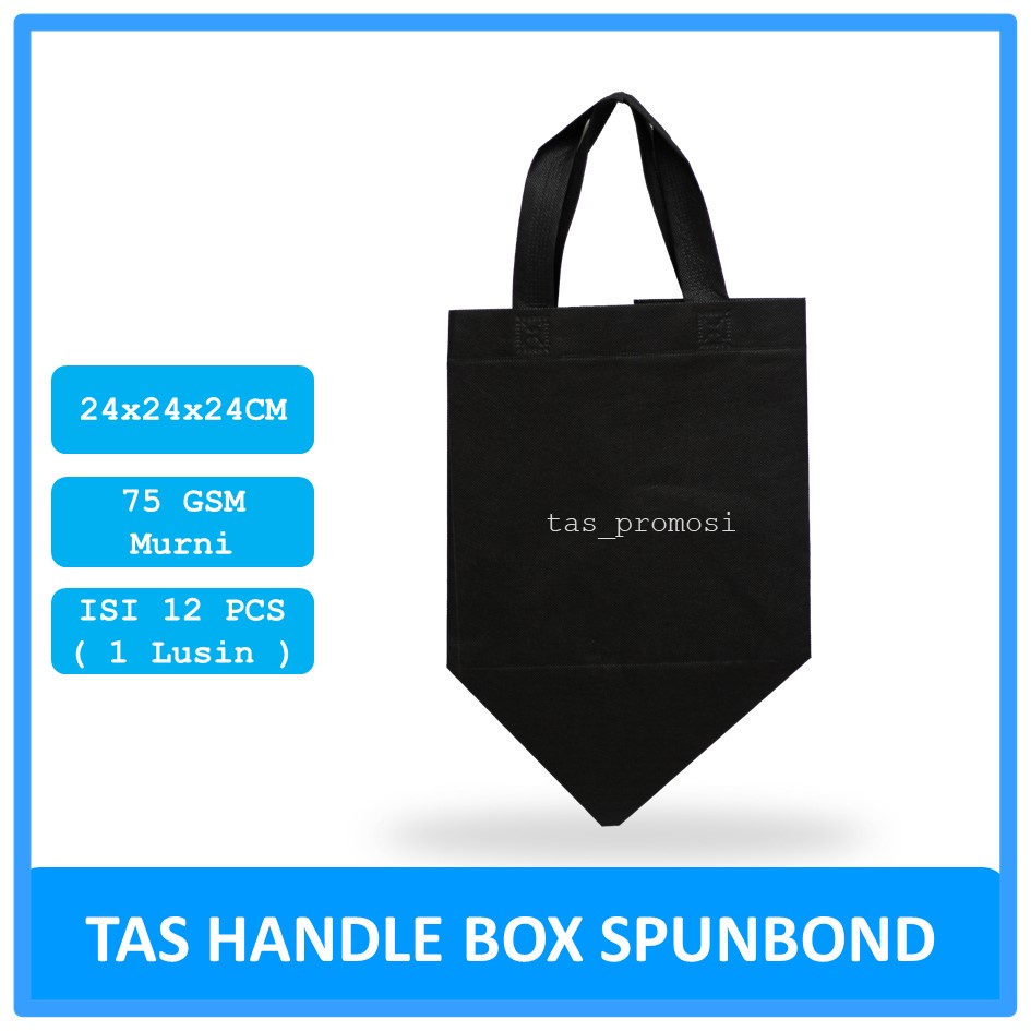 Goodie Bag Spunbond Box 24x24x24 Hitam Satuan / Tas Spunbond Polos