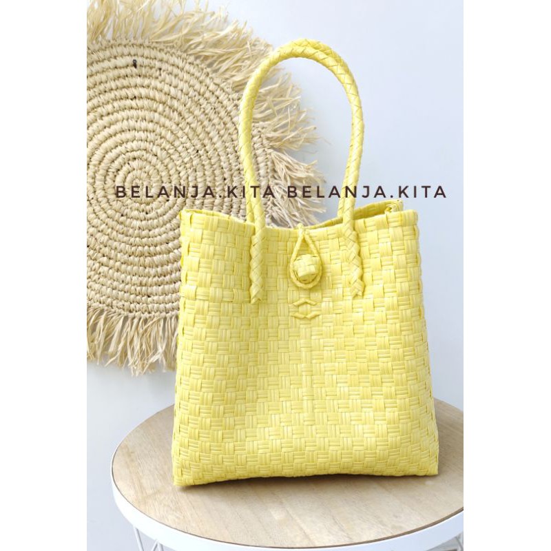 tas jally bag hits S premium / tas anyaman plastik / tas pantai hits prm