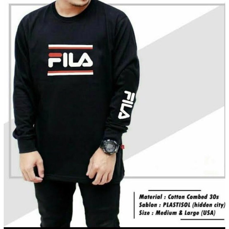 BAJU LENGAN PANJANG KAOS PRIA WANITA FASHION BRANDED SPORT FILA LOGO