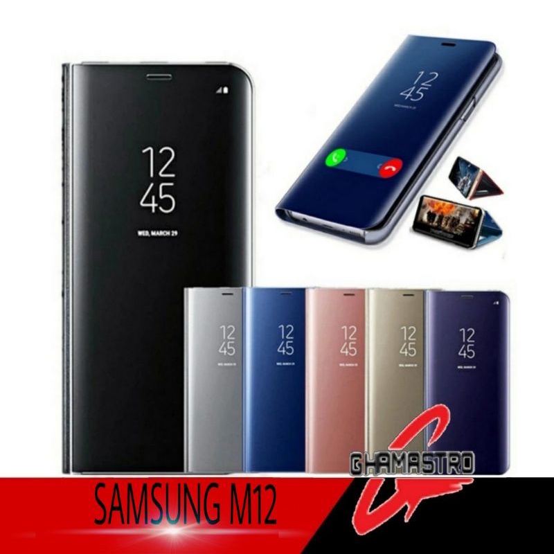 CASE SAMSUNG GALAXY M12 FLIP CLEAR VIEW STANDING COVER