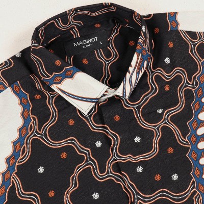 Maginot Kemeja Batik 2.0 Pranata-ls Motif Timbul Lengan Panjang Pria + Free Masker
