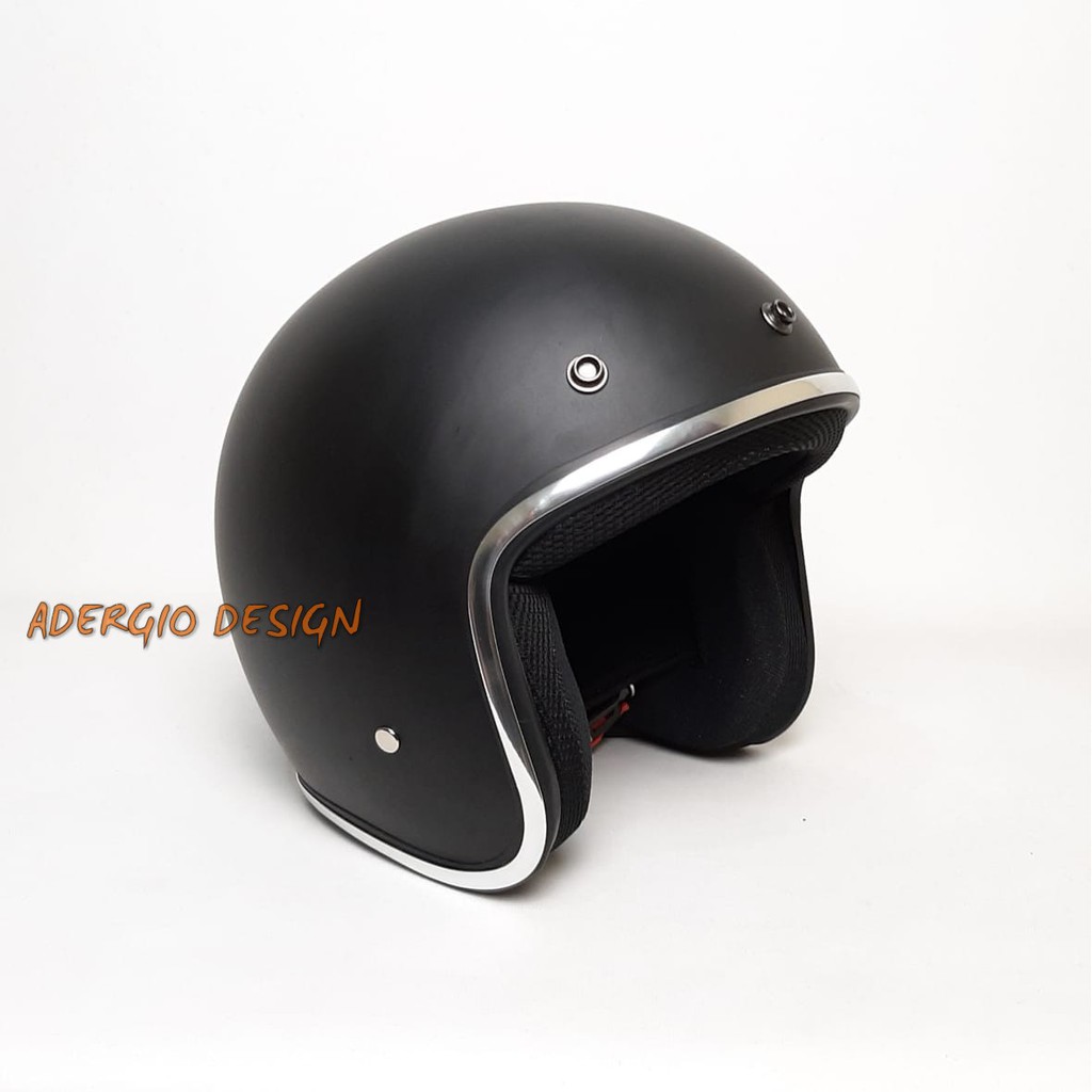 Helm Bogo Retro JMC Coklat Glossy List Krom SNI Bogo Original