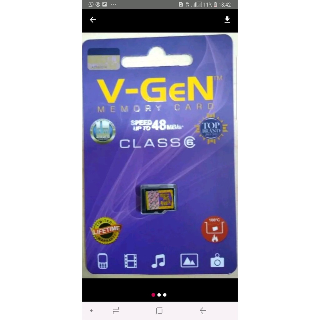 Memory Vgen V-GEN Micro Sd 4giga 4 giga Class 6 Original