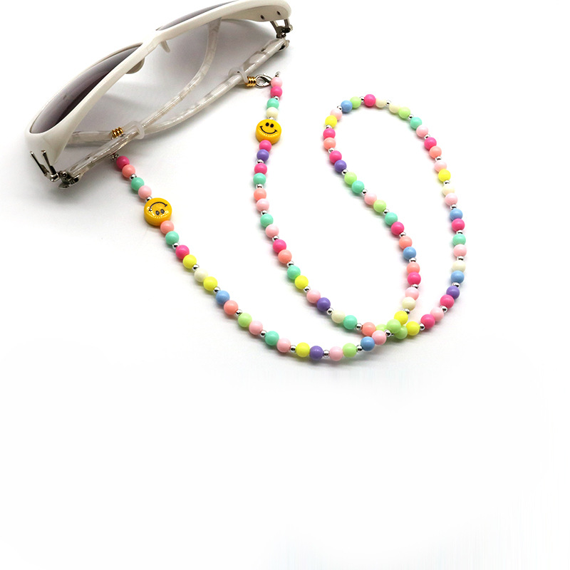 Colorful Beads Smile Face Chain Fashion Non-slip Lanyard Accessories