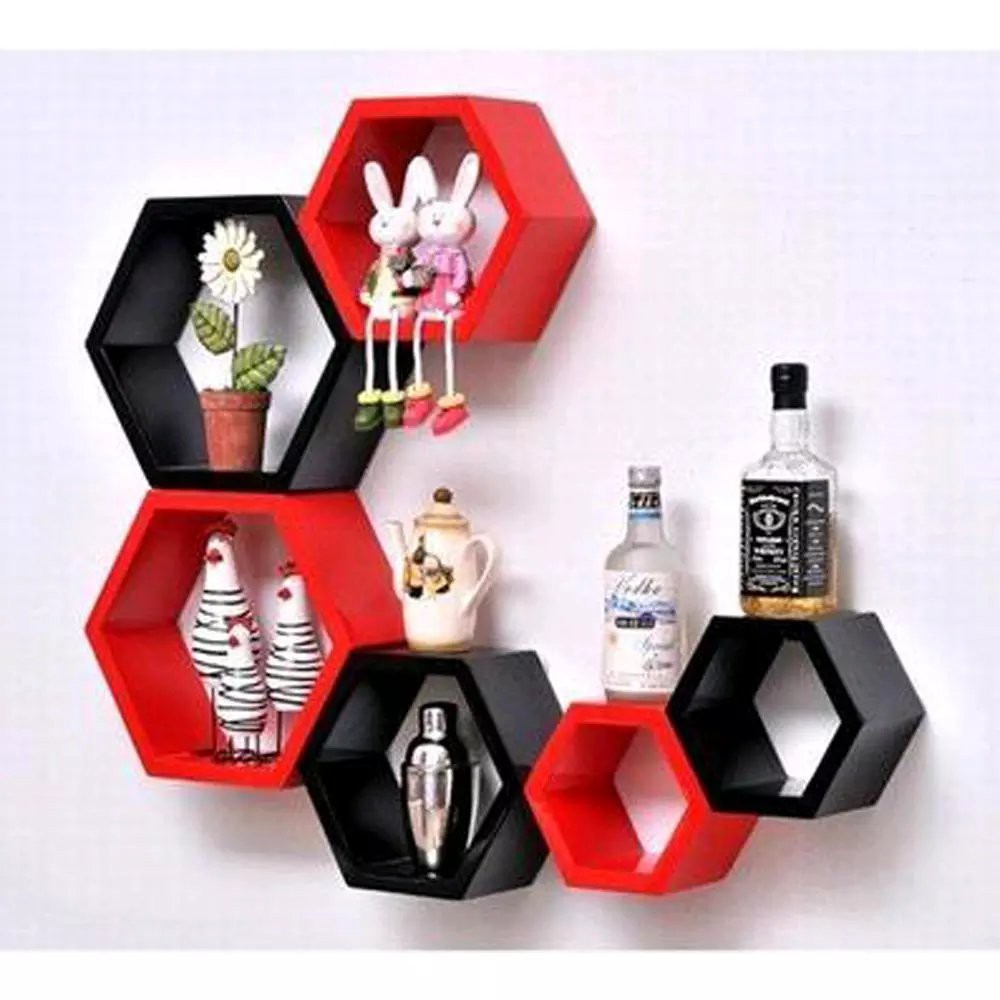 Bindow Furniture - Rak Dinding Hexagonal-Rak Dinding-Rak Gantung-Hiasan Dinding-Rak Minimalis-Rak Se