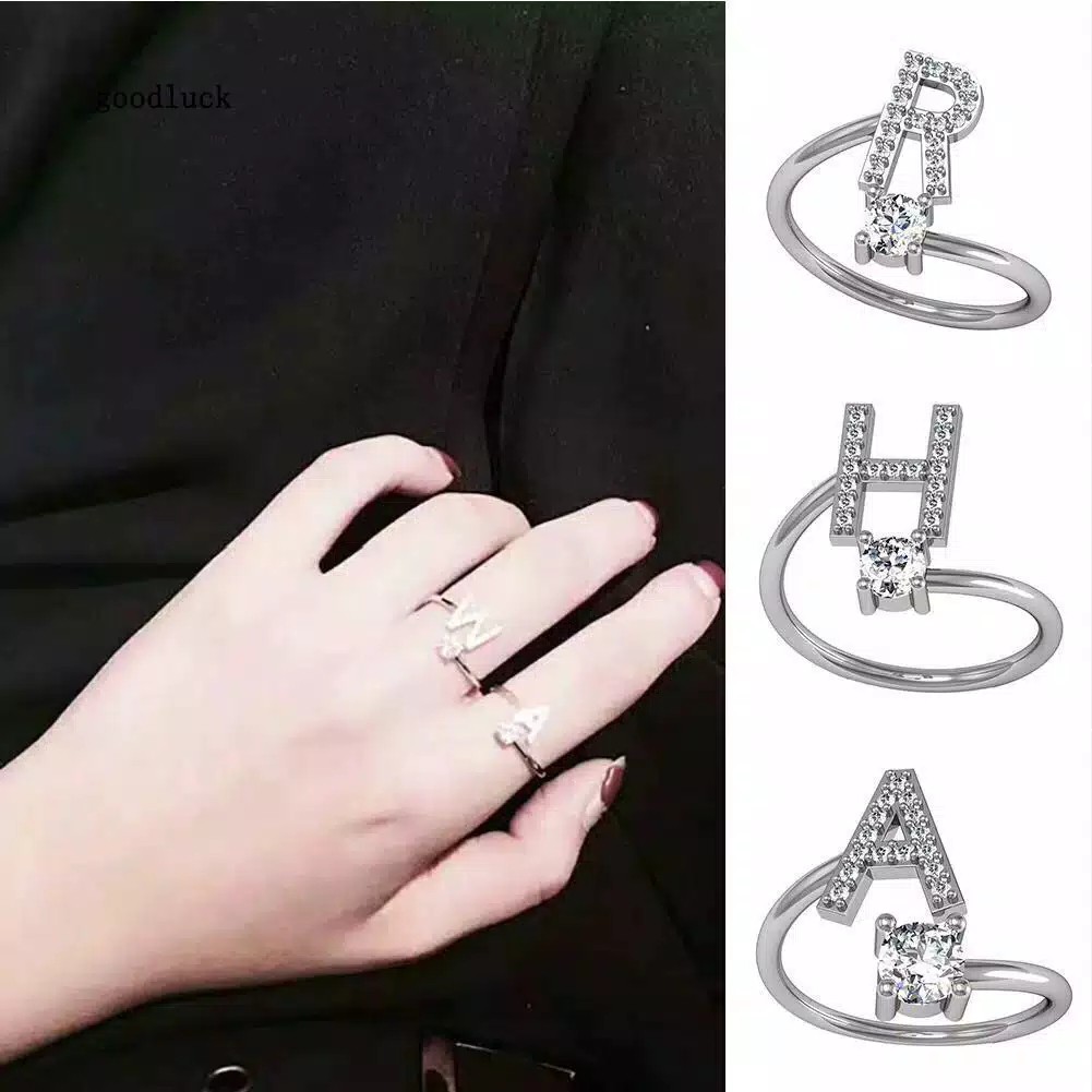 ( Fy ) COD Cincin C3 (HURUF N-Z ) Motif Huruf Alfabet Inggris Bisa Disesuaikan untuk Wanita B18