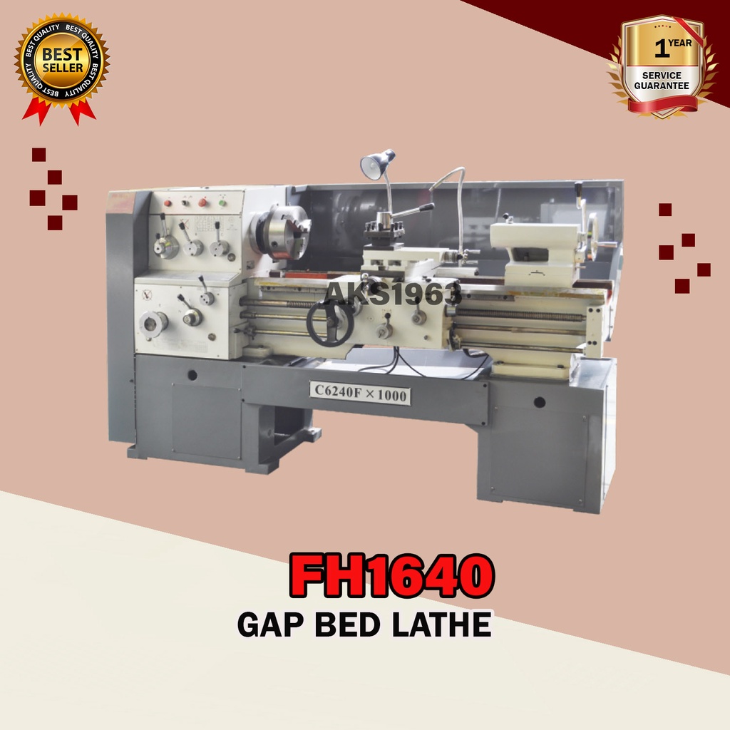 Mesin Bubut Besi GAP Bed Lathe Machine 400x1000mm FH1640