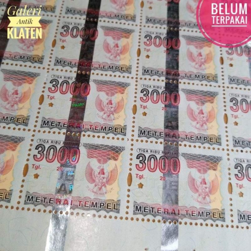 

1pcs Materai Tempel Rp 3000 Rupiah tahun 2005,2006,2007,2008,2009,2010 matrai lama 3.000 kuno lawas