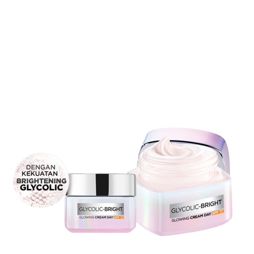 ★ BB ★ L'Oreal Paris Glycolic Bright Glowing Day Cream SPF17 15ml - 50ml | Loreal Krim Siang Glyco