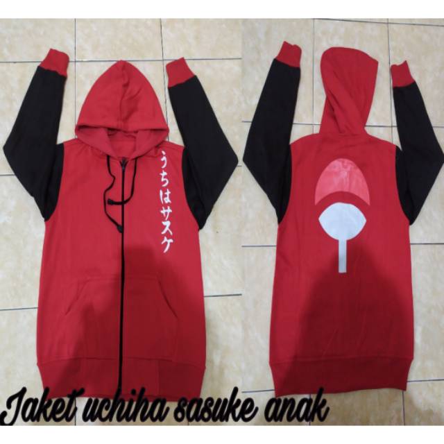 Jaket anak anime uchiha sasuke red