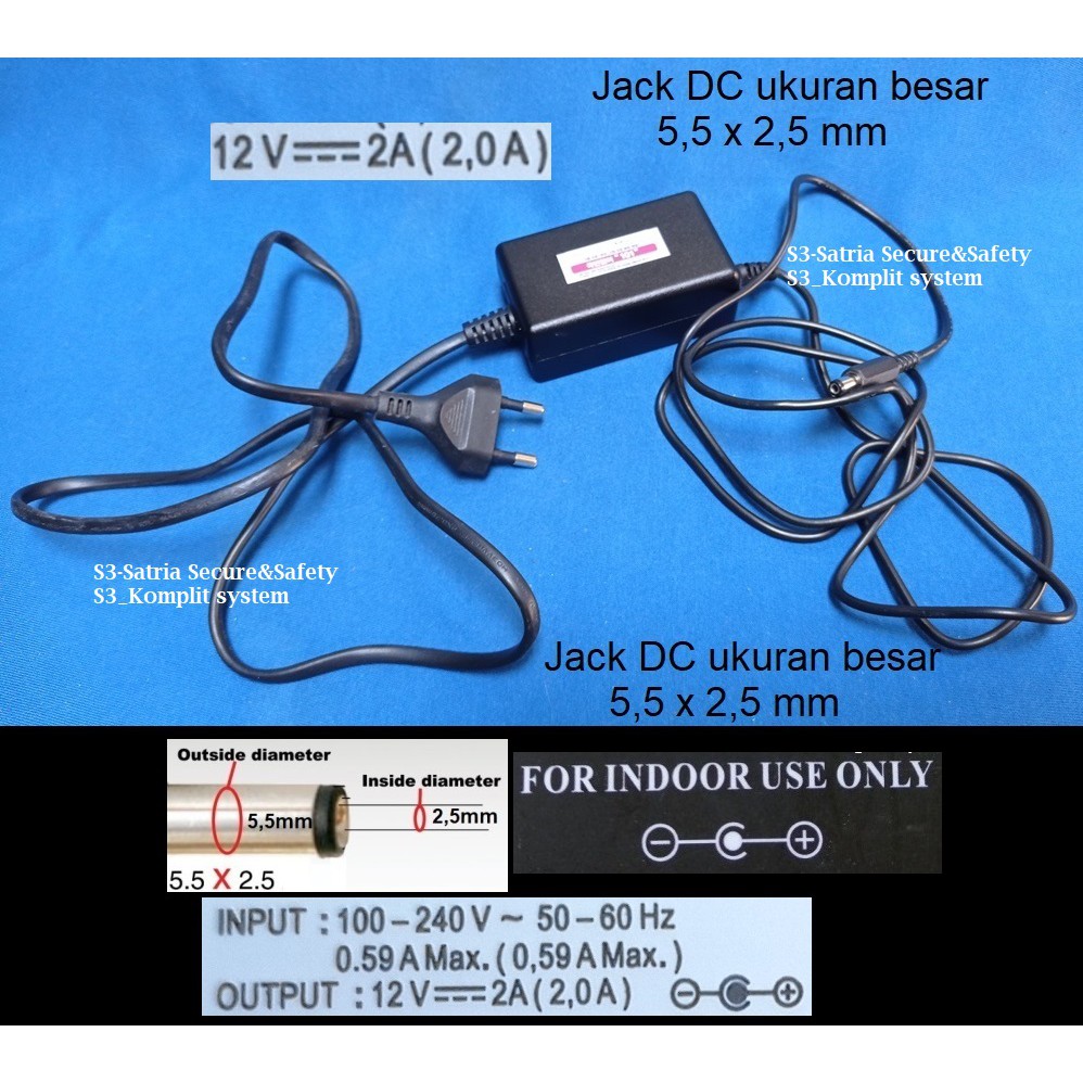 Adapter 12v 2A Jack DC 5.5 x 2.5 mm 1000mA 1200mA adaptor 5,5mm x2,5mm 12vdc dc12v