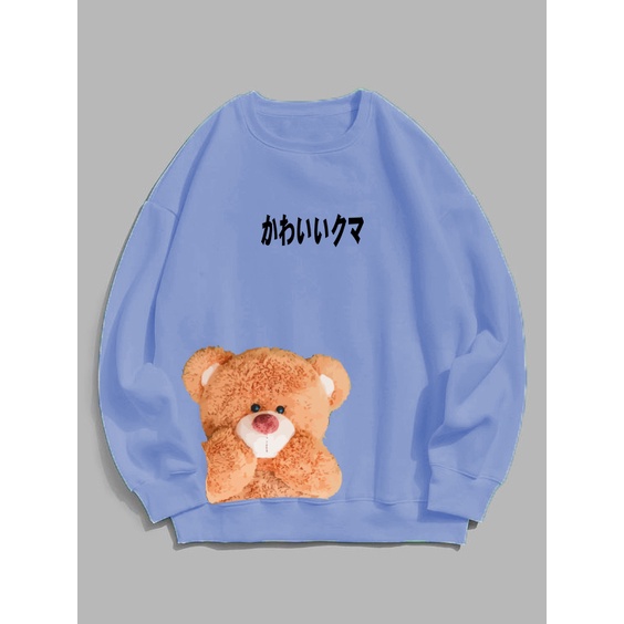 Sweater Wanita Coral Bear Crewneck wanita size M-XXL