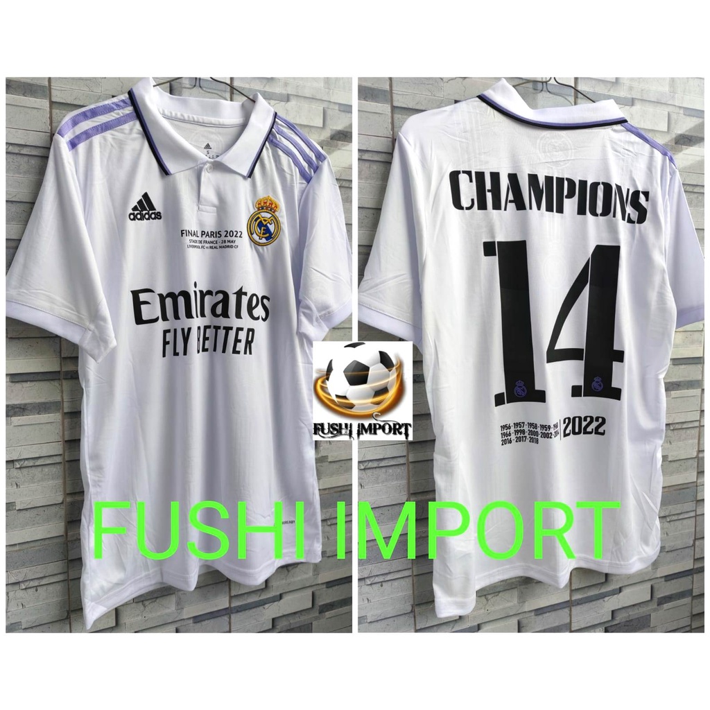 Jersey Baju Bola Madrid Home Champion 14 2022 2023 Grade Ori