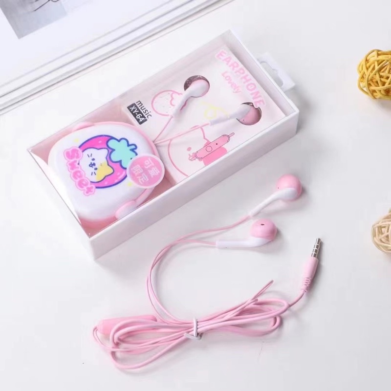 [ XY-64 ] Set Headset Earphone Lovely earphone Sweet /Wadah penyimpanan Earphone Karakter SO SWEET