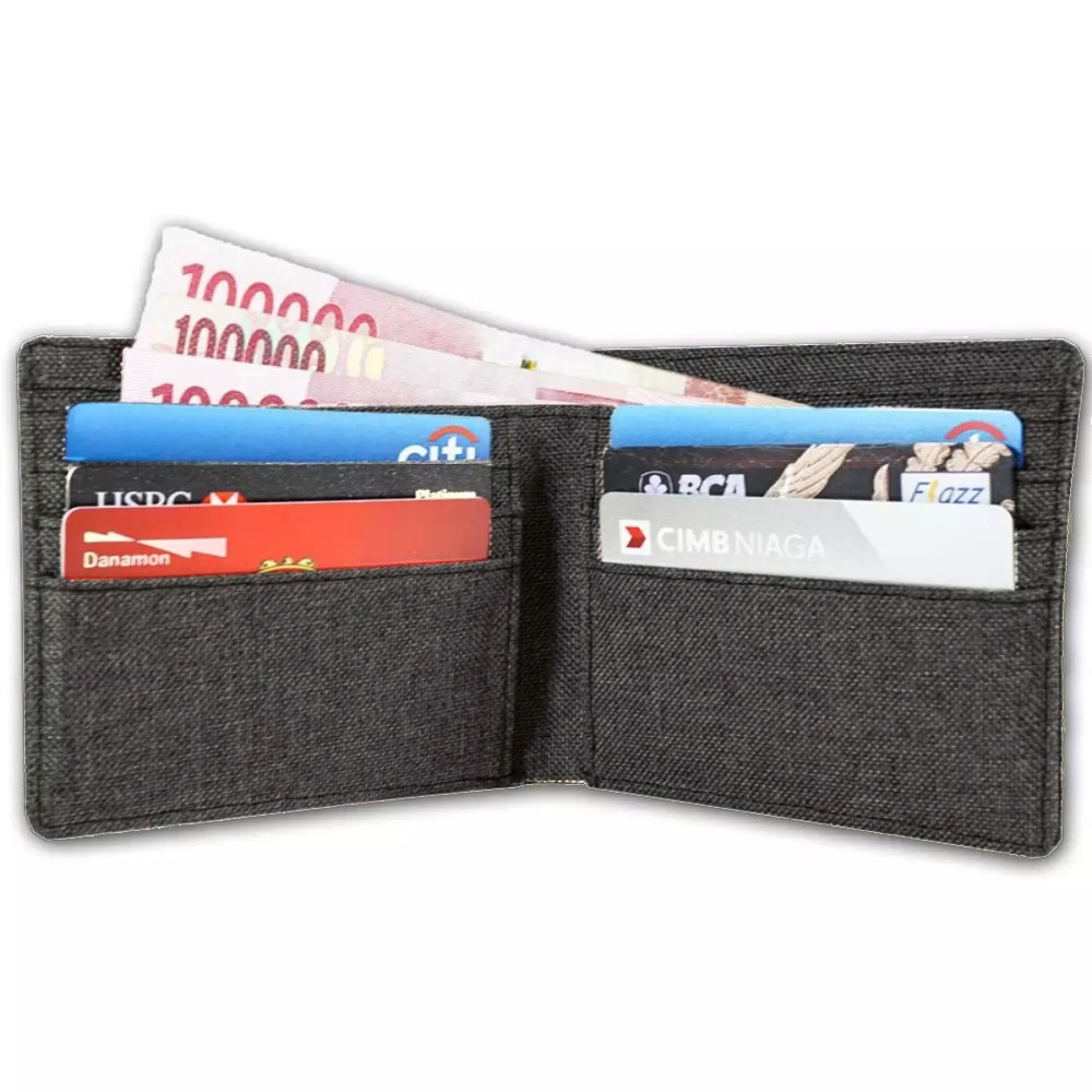 SHOPEE 7.7 BOMBASTIS SALE!! DOMPET PRIA BAHAN KANVAS DOMPET PENDEK POLOS DOMPET LIPAT 2 DOMPET KAIN KANVAS TEBAL AWET + BOX