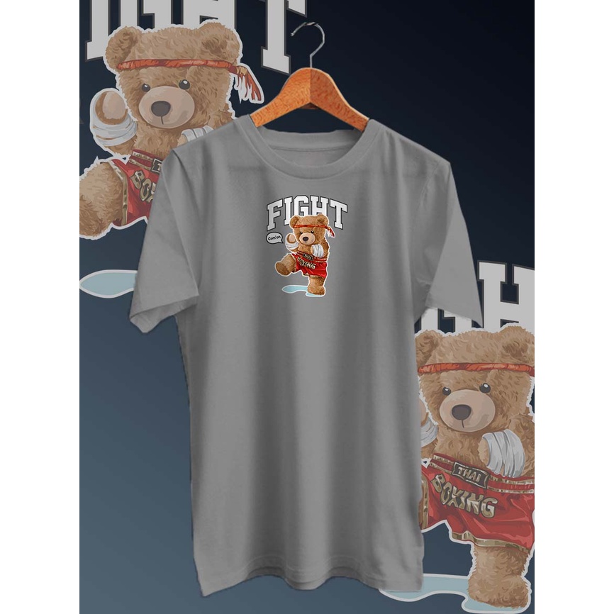 BAJU KAOS DISTRO BEAR FIGHT KAOS DISTRO PRIA KEKINIAN /KAOS PRIA/KAOS DISTRO/KAOS MURAH PRIA/UNISEX/COTTON COMBED 30s