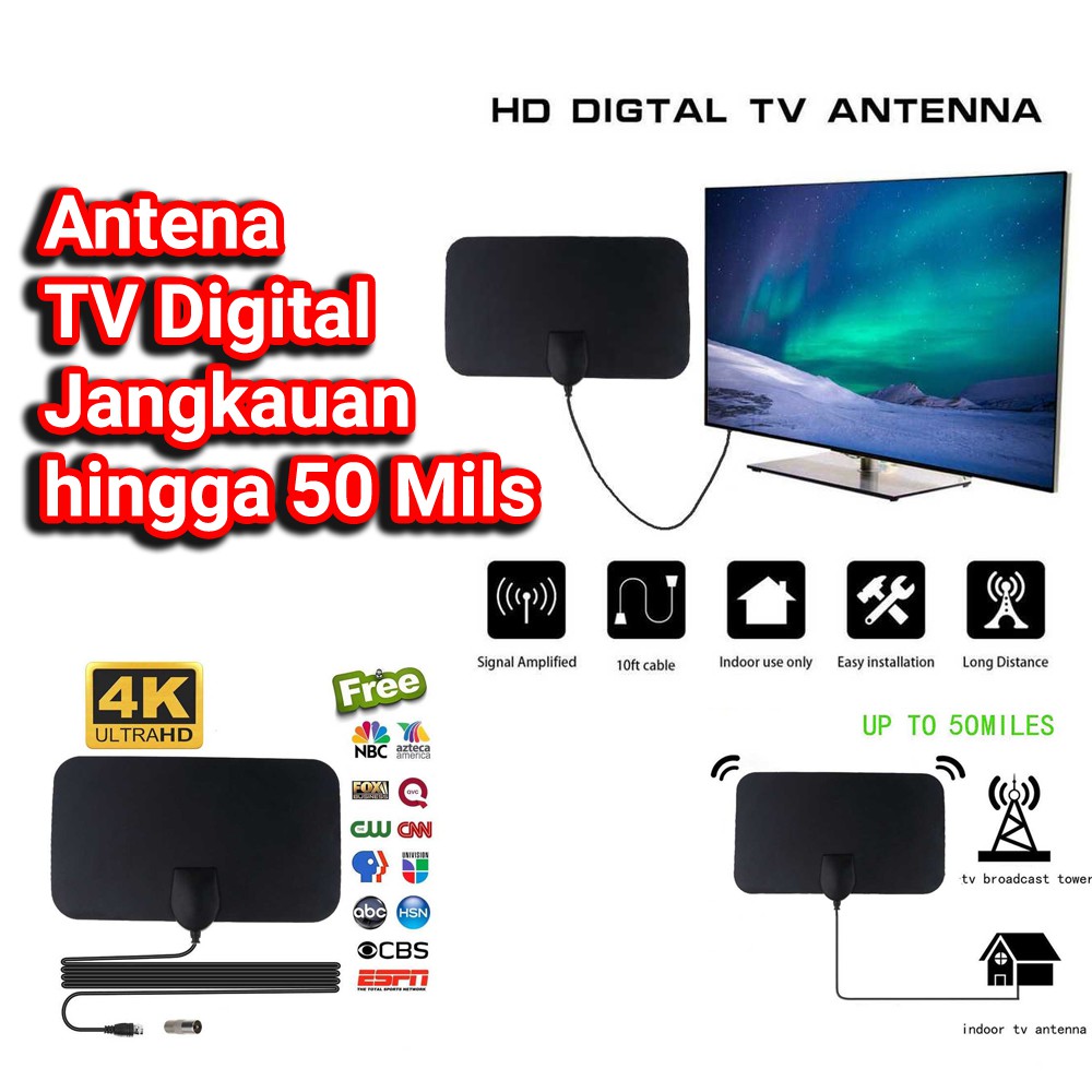 Terbaru!! Antena TV Digital DVB-T2 4K High Gain 25dB - TFL-D139 - Antena Simple