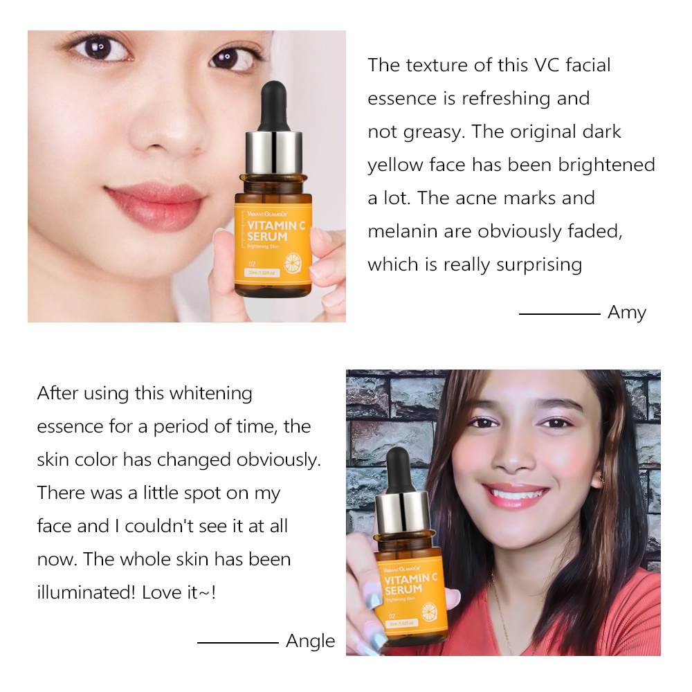 VIBRANT GLAMOUR Retinol + Vitamin C Whitening Serum Mencegah Penuaan Memudarkan Bintik Hitam Menyamarkan Garis Halus Alami Yang memutihkan dan Mencerahkan Kulit Merawat dan Memperbaiki Kulit Keriput