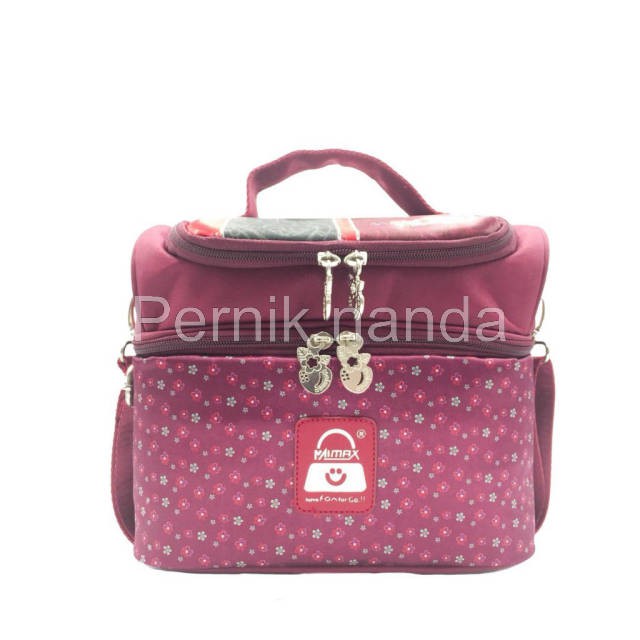 Naimax Cooler Bag Denver Maroon Flowerr Tas ASI Free Ice Gel Tas Pendingin ASI