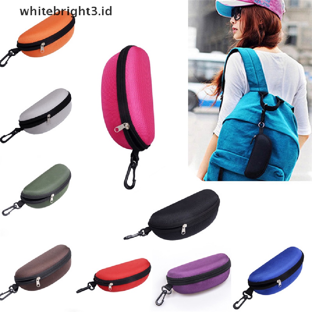 (whitebright3.id) Hard Case Pelindung Kacamata Hitam Portable Dengan Resleting