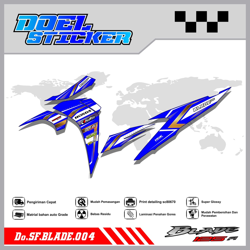 STICKER STRIPING BLADE NEW 125 - STICKER STRIPING LIST VARIASI HOLOGRAM , CROME BLADE NEW 125 DOEL 004