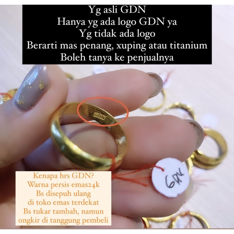 PROMO cincin GDN cincin belah rotan replika emas 24k replika emas london
