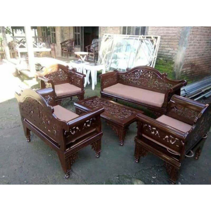 FLASH SALE KURSI MADURA JATI KURSI TAMU JATI KURSI UKIR MURAH KURSI MEWAH JATI MADURA MATAHARI KEONG