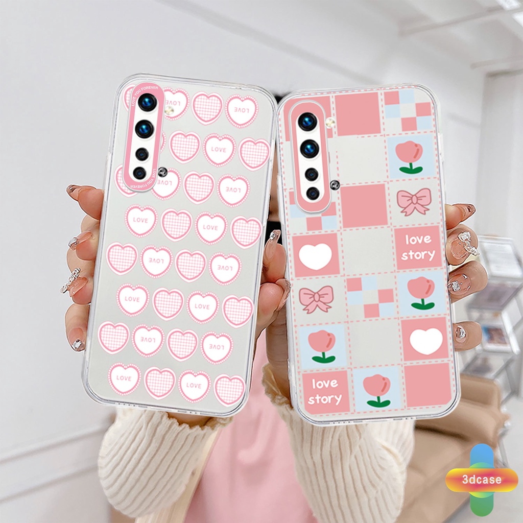 Soft Case Realme C11 2021 C21Y C31 C35 C15 C21 C25 C20 C3 C12 C2 C25S 5S 5 5S 5i C17 7i C1 C25Y C2 C3i 6i C20A realme Narzo 20 10 10A 20A 30A A7 A5S A15 A16 Y12 Y20 Y15S A03 Pink Love Heart Transparent Case