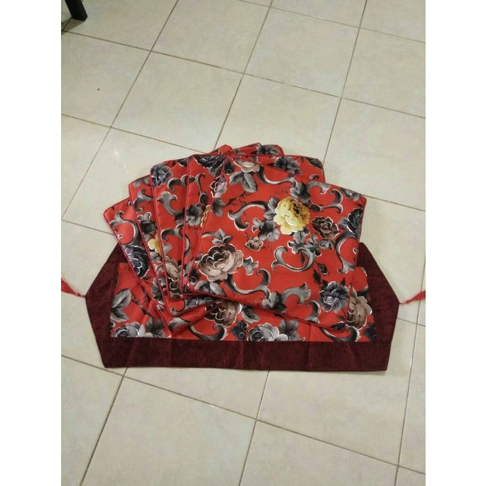 Sarung Bantal Sofa - (1 Set) Sarung Bantal Kursi 40X40 + Loper Tamu - Jasmine