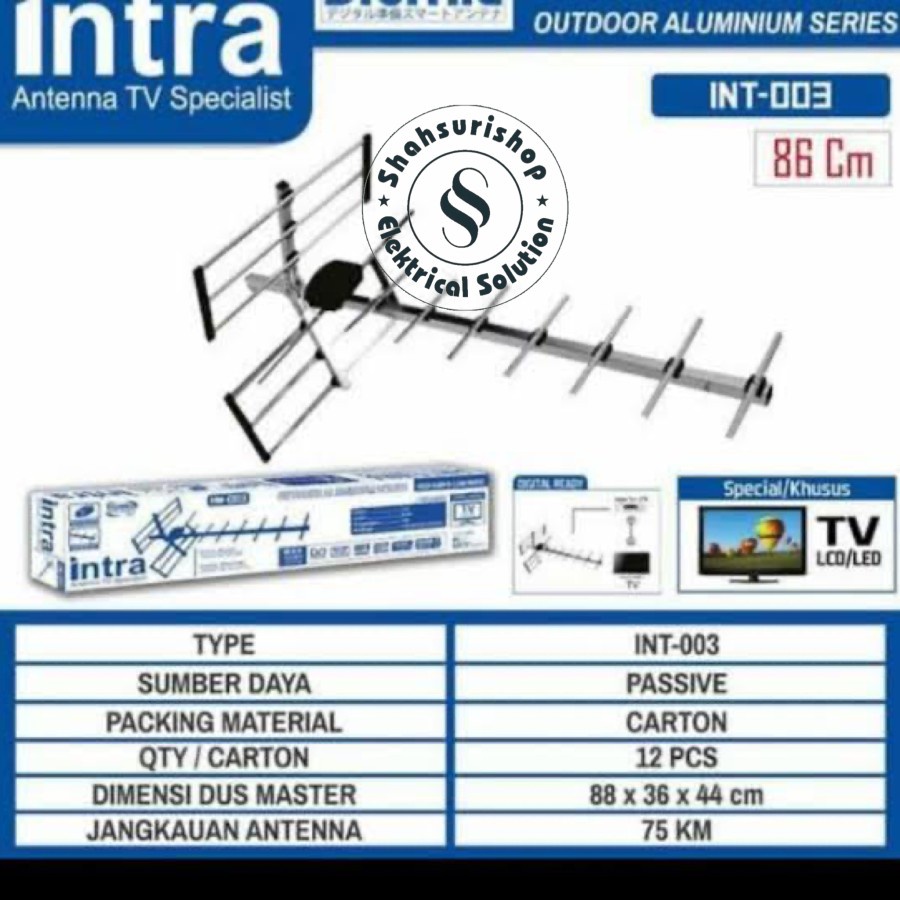 INTRA ANTENA INT003 + KABEL ANTENNA OUTDOOR DIGITAL ALUMUNIUM INT 003