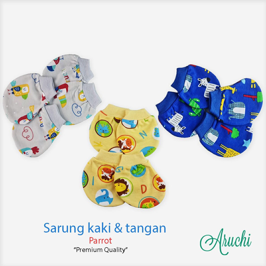 Aruchi Topi dan Sarung Tangan Kaki Bayi Premium