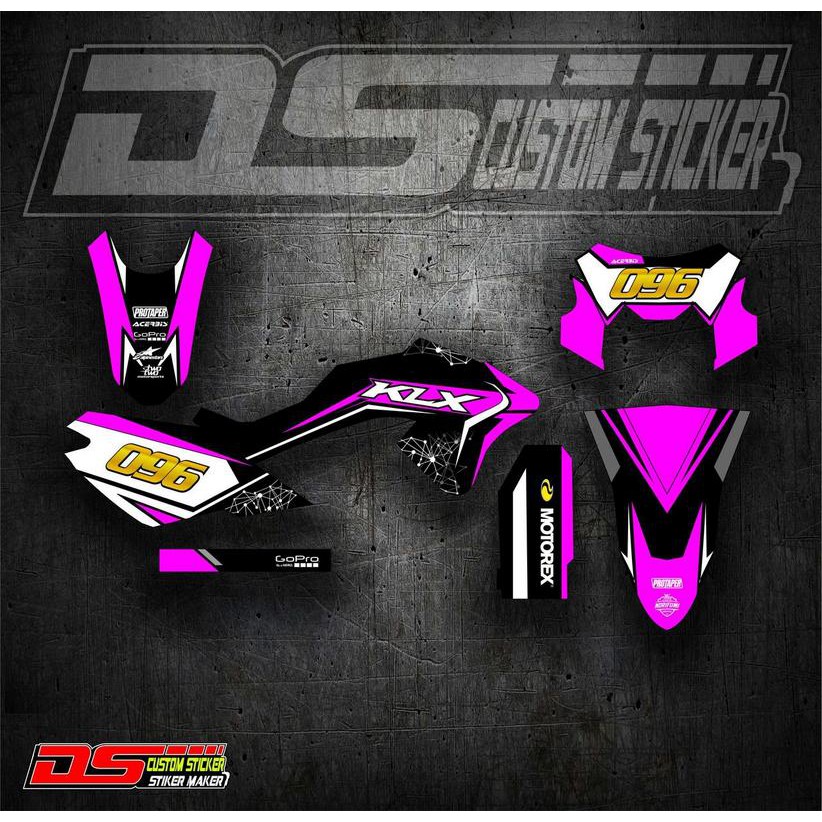 Stiker Decal KLX BF Pink Putih Desain bebas